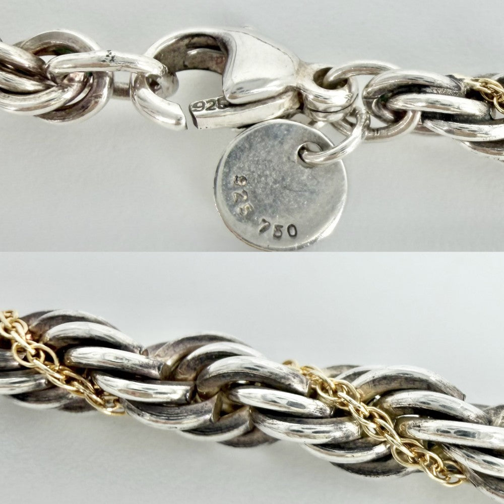 TIFFANY&Co. ティファニー ネックレス ツイストロープ ジュエリー アクセサリー 18金YG Au750 シルバー925 K18イエローゴールド メンズ 約47.5g【中古品】