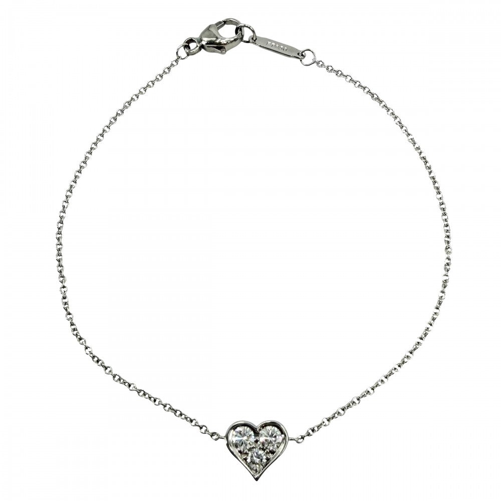 TIFFANY&Co. ティファニー ブレスレット センチメンタルハート ジュエリー アクセサリー Pt950プラチナ ダイヤモンド レディース 約2.5g【中古品】