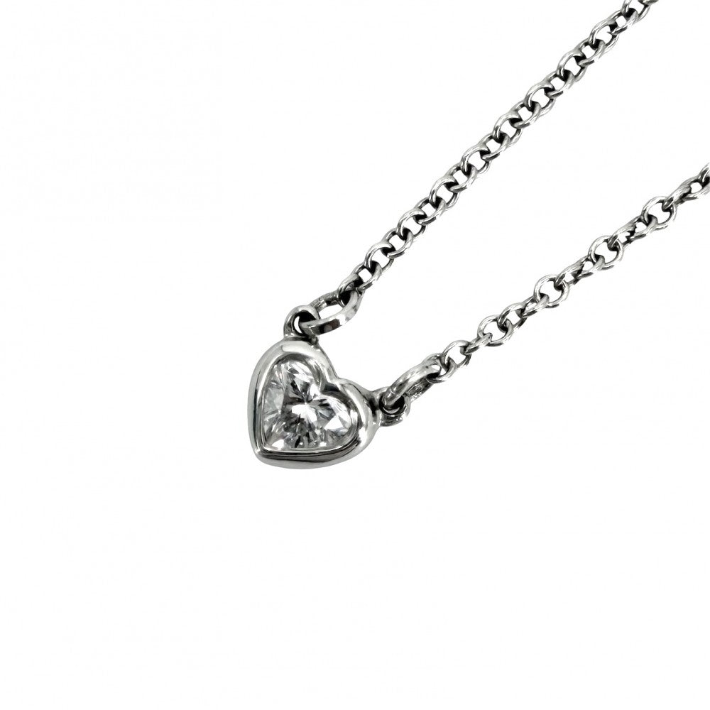 TIFFANY&Co. ティファニー ネックレス バイザヤード ハート ジュエリー アクセサリー 一粒ダイヤ エルサペレッティ Pt950プラチナ ダイヤモンド レディース 約2.7g【中古品】