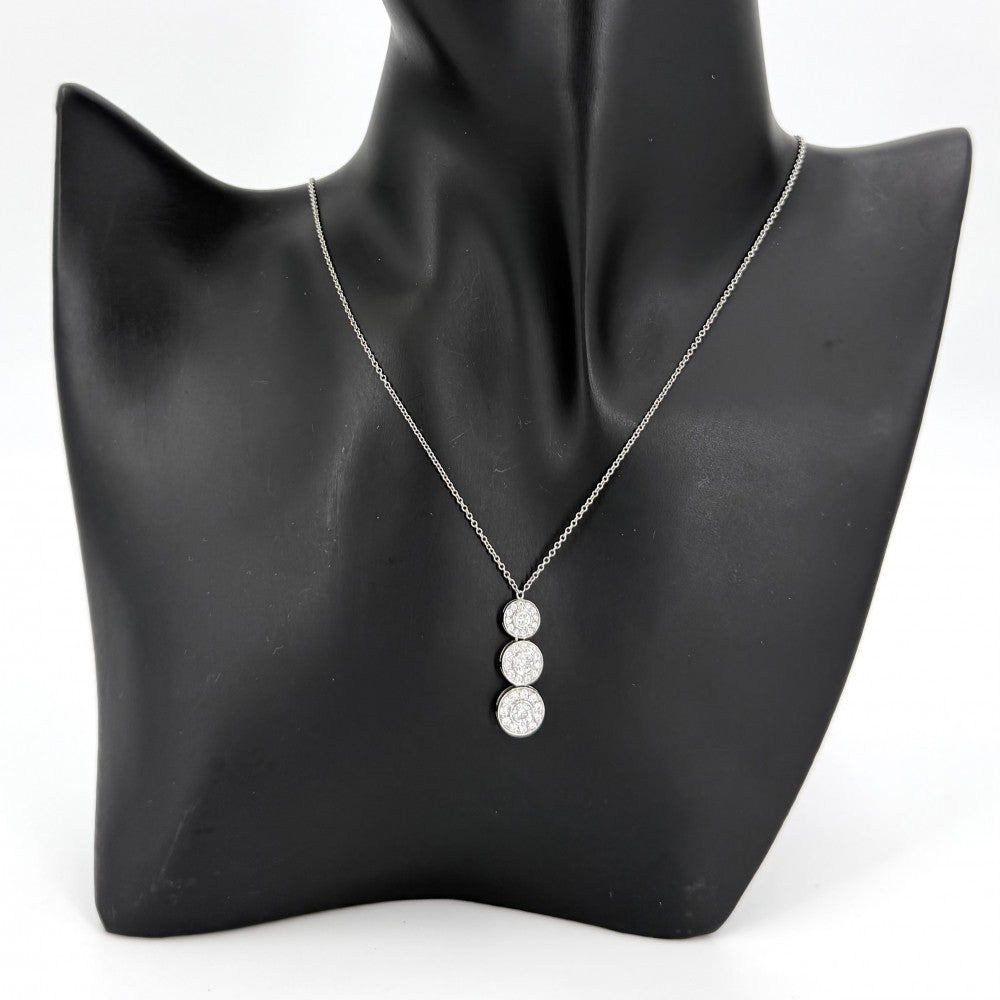 TIFFANY&Co. ティファニー ネックレス サークレットトリプルドロップ アクセサリー ジュエリー Pt950プラチナ ダイヤモンド レディース 約4.5g【中古品】
