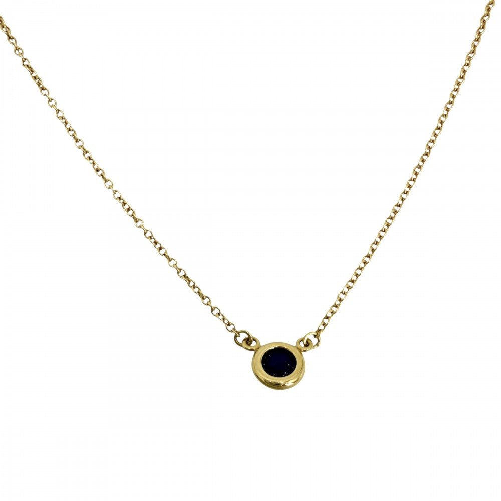 TIFFANY&Co. ティファニー ネックレス カラーバイザヤード エルサペレッティ ジュエリー アクセサリー 18金YG Au750 K18イエローゴールド ラピスラズリ ブルー 青 ゴールド金具 レディース 約2.2g【中古品】