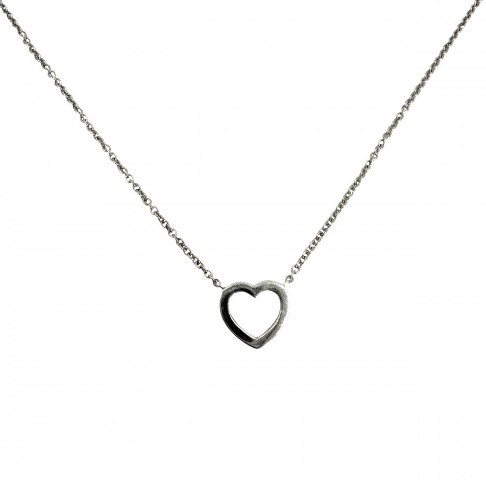 TIFFANY&Co. ティファニー ネックレス メトロハート ジュエリー アクセサリー 18金WG Au750 K18ホワイトゴールド ピンクサファイア ピンク シルバー金具 レディース 約2.0g【中古品】