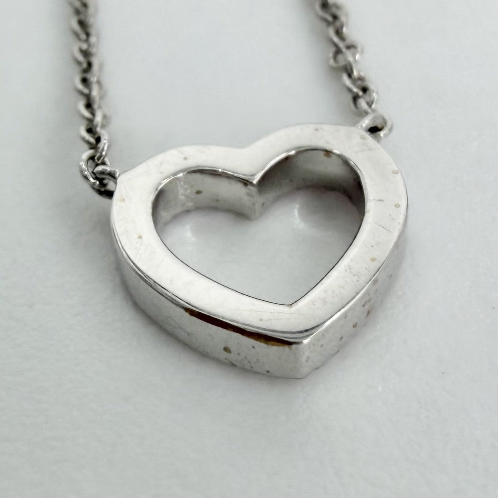 TIFFANY&Co. ティファニー ネックレス メトロハート ジュエリー アクセサリー 18金WG Au750 K18ホワイトゴールド ピンクサファイア ピンク シルバー金具 レディース 約2.0g【中古品】
