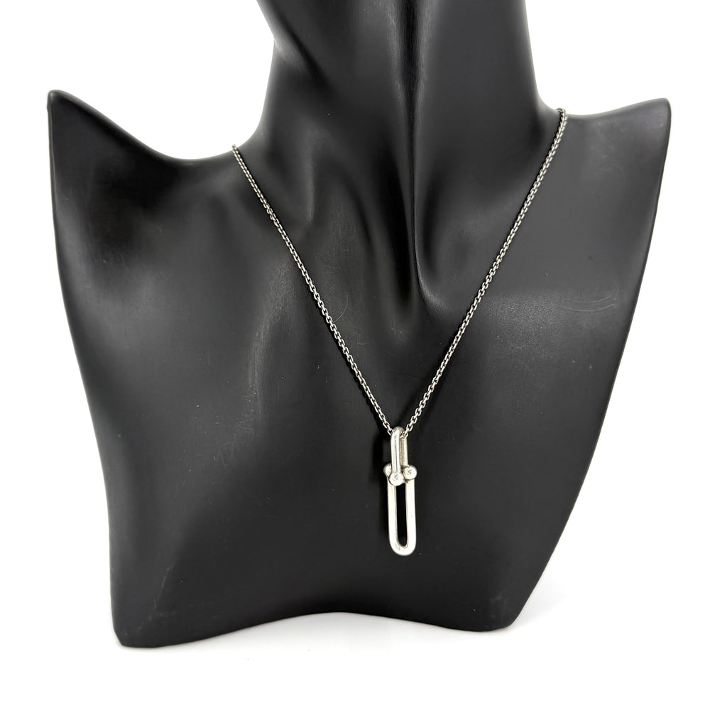 TIFFANY&Co. ティファニー ネックレス ハードウェア 細長リンク ペンダント ジュエリー アクセサリー メンズ レディース シルバー925 ユニセックス 約8.4g【中古品】