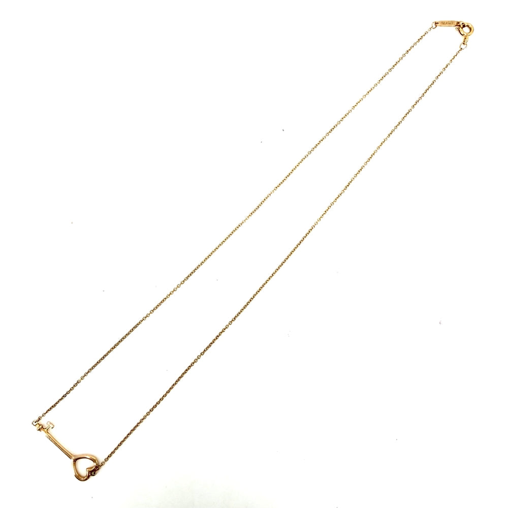 TIFFANY&Co. ティファニー ネックレス ハート キー キーモチーフ ジュエリー アクセサリー 18金PG Au750 K18ピンクゴールド レディース 約2.3g【中古品】