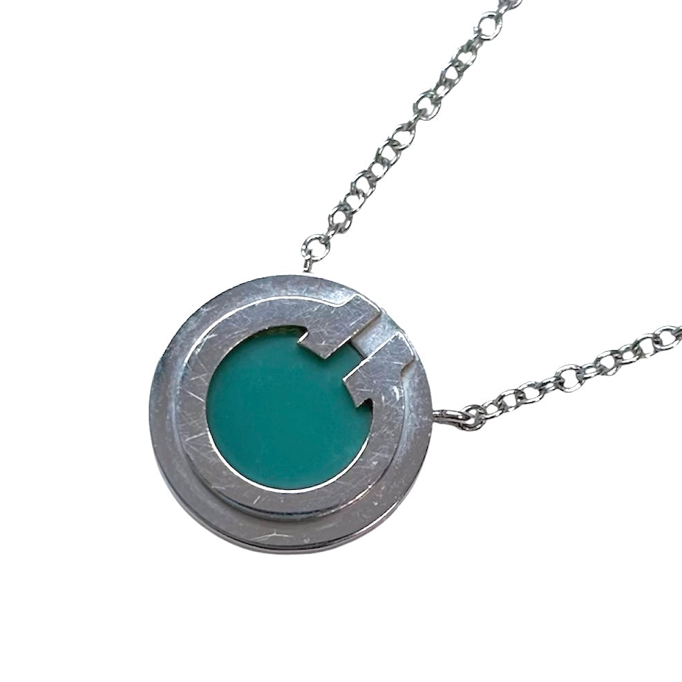 TIFFANY&Co. ティファニー ネックレス Tトゥー ペンダント ジュエリー アクセサリー 18金WG Au750 K18ホワイトゴールド ターコイズ シルバー レディース 約12.9g【中古品】