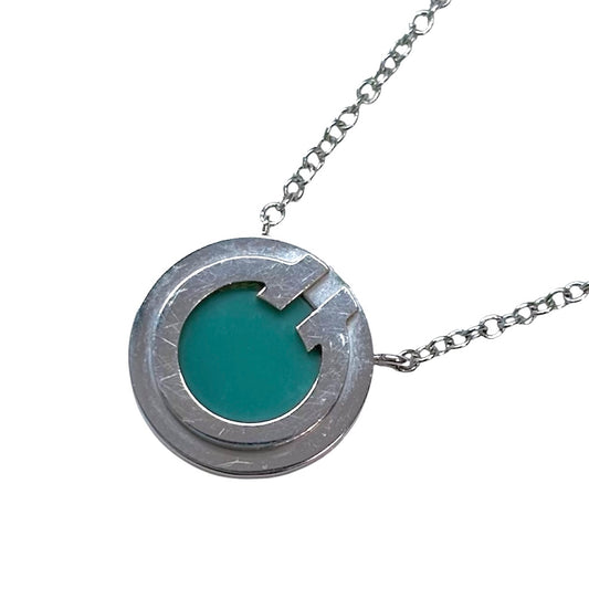 TIFFANY&Co. ティファニー ネックレス Tトゥー ペンダント ジュエリー アクセサリー 18金WG Au750 K18ホワイトゴールド ターコイズ シルバー レディース 約12.9g【中古品】