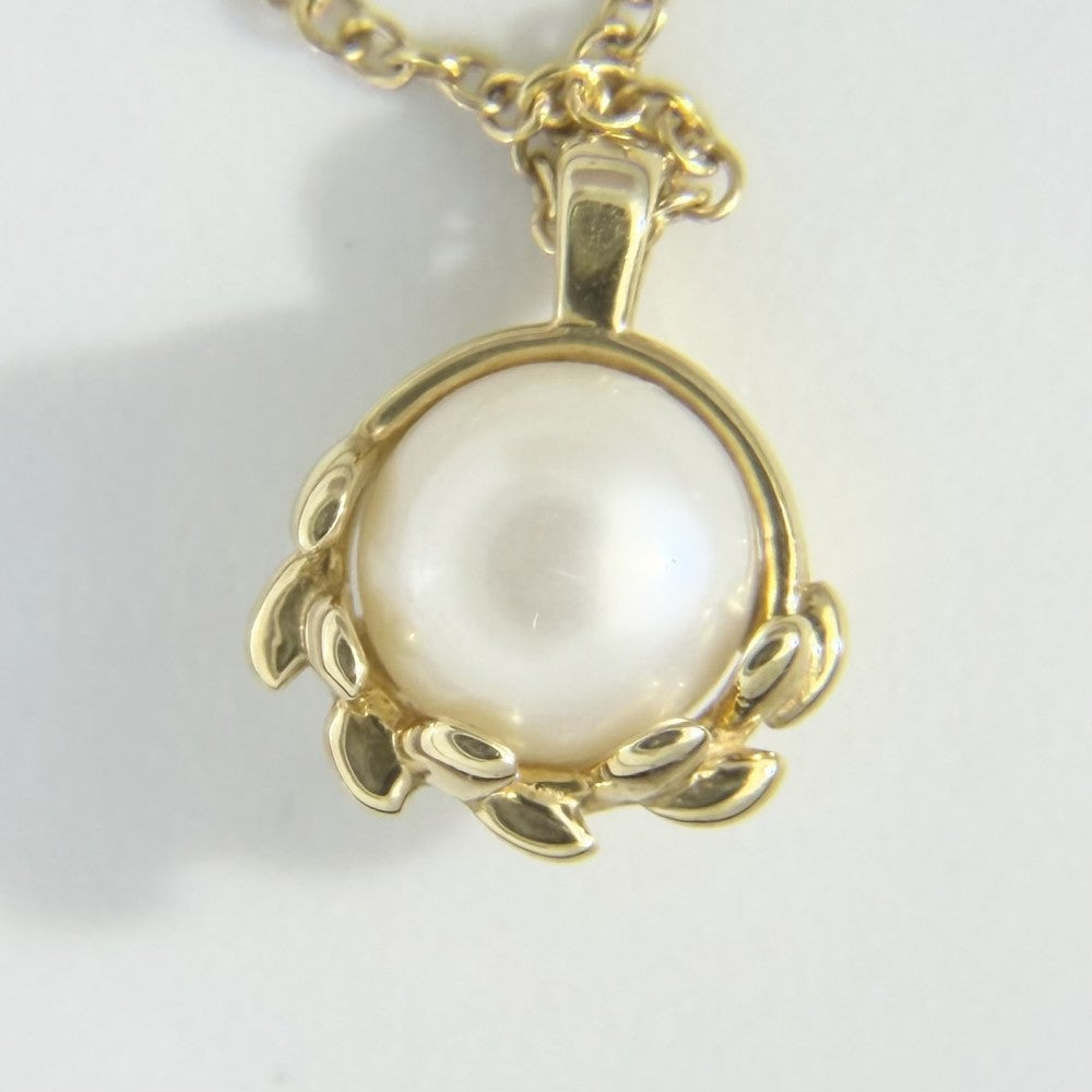 【開店SALE】 TIFFANY&Co. ティファニー ネックレス パロマ・ピカソ オリーブ リーフ ペンダント 真珠 ジュエリー Paloma Picasso アクセサリー K18イエローゴールド パール パール 74627234 レディース 約2.1g【中古品】