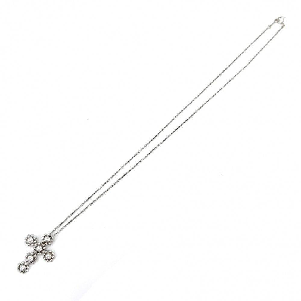 【開店SALE】 TIFFANY&Co. ティファニー ネックレス クロス ペンダント アクセサリー ジュエリー ペンダント 18金WG Au750 K18ホワイトゴールド ダイヤモンド レディース 約4.4g【中古品】