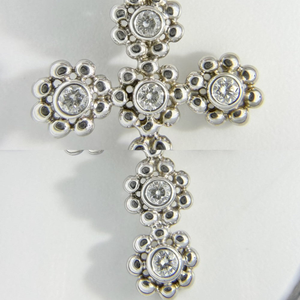 【開店SALE】 TIFFANY&Co. ティファニー ネックレス クロス ペンダント アクセサリー ジュエリー ペンダント 18金WG Au750 K18ホワイトゴールド ダイヤモンド レディース 約4.4g【中古品】