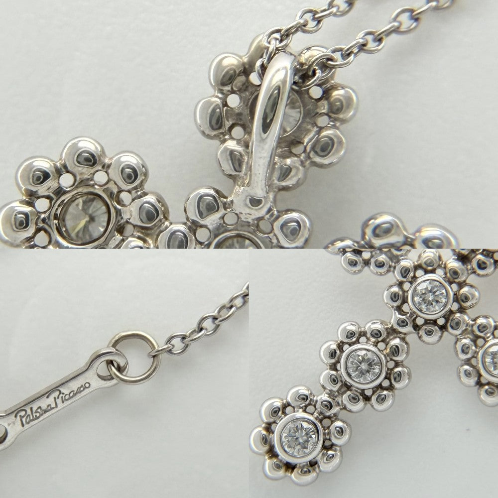 【開店SALE】 TIFFANY&Co. ティファニー ネックレス クロス ペンダント アクセサリー ジュエリー ペンダント 18金WG Au750 K18ホワイトゴールド ダイヤモンド レディース 約4.4g【中古品】