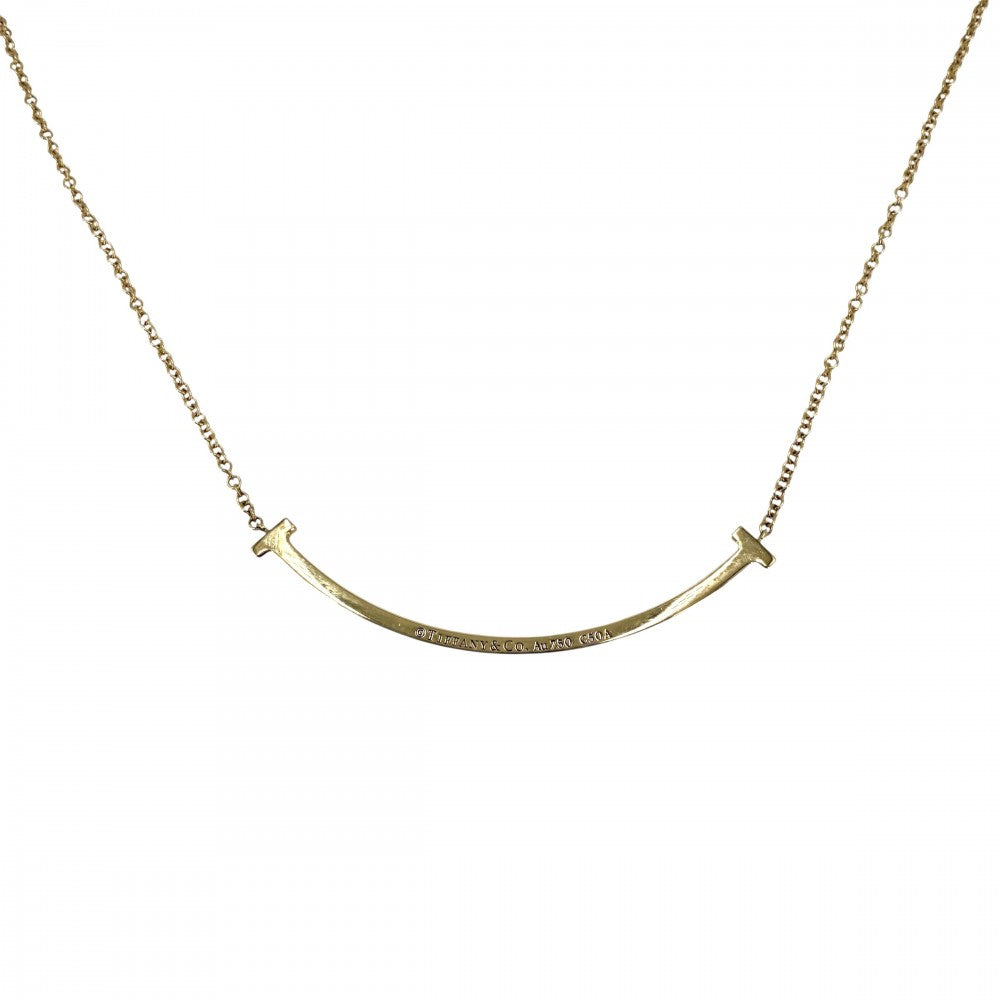 TIFFANY&Co. ティファニー ネックレス Tスマイル スモール ペンダント ジュエリー アクセサリー 18金YG Au750 K18イエローゴールド ダイヤモンド0.03ct レディース 約2.8g【中古品】