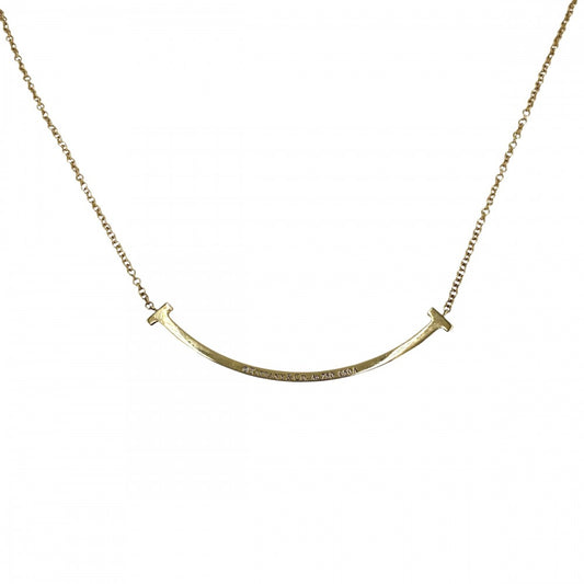 TIFFANY&Co. ティファニー ネックレス Tスマイル スモール ペンダント ジュエリー アクセサリー 18金YG Au750 K18イエローゴールド ダイヤモンド0.03ct レディース 約2.8g【中古品】