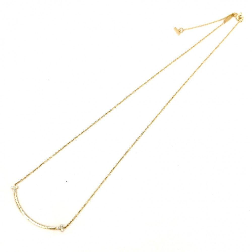 TIFFANY&Co. ティファニー ネックレス Tスマイル スモール ペンダント ジュエリー アクセサリー 18金YG Au750 K18イエローゴールド ダイヤモンド0.03ct レディース 約2.8g【中古品】