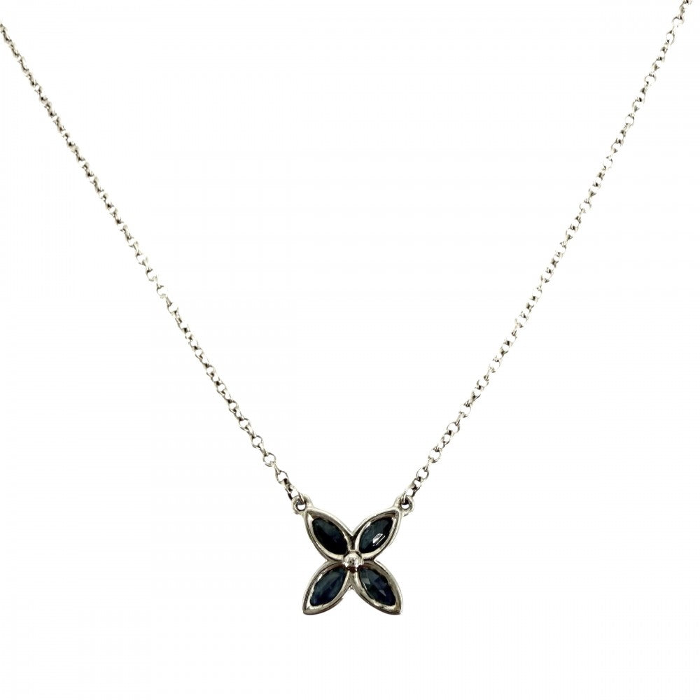 TIFFANY&Co. ティファニー ネックレス ビクトリア ペンダント ジュエリー アクセサリー Pt950プラチナ サファイア レディース 約2.5g【中古品】