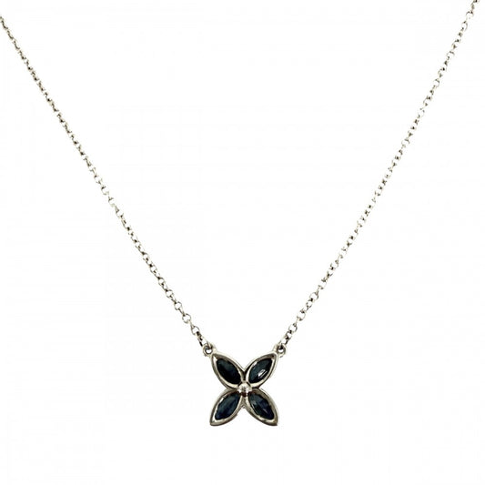 TIFFANY&Co. ティファニー ネックレス ビクトリア ペンダント ジュエリー アクセサリー Pt950プラチナ サファイア レディース 約2.5g【中古品】