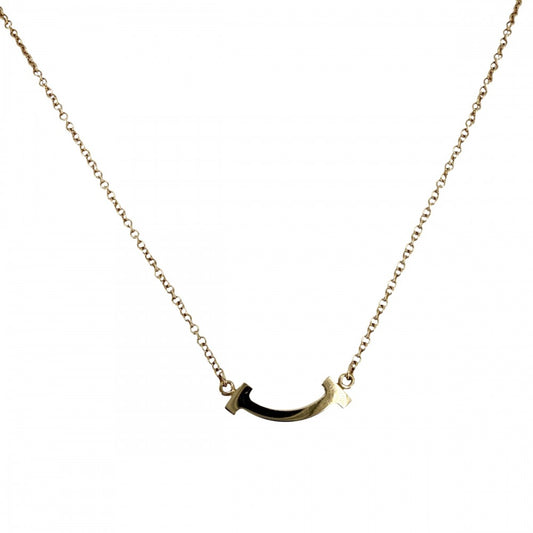 TIFFANY&Co. ティファニー ネックレス Tスマイル ミニペンダント ジュエリー 18金PG Au750 アクセサリー K18ピンクゴールド ダイヤモンド レディース 約2.3g【中古品】