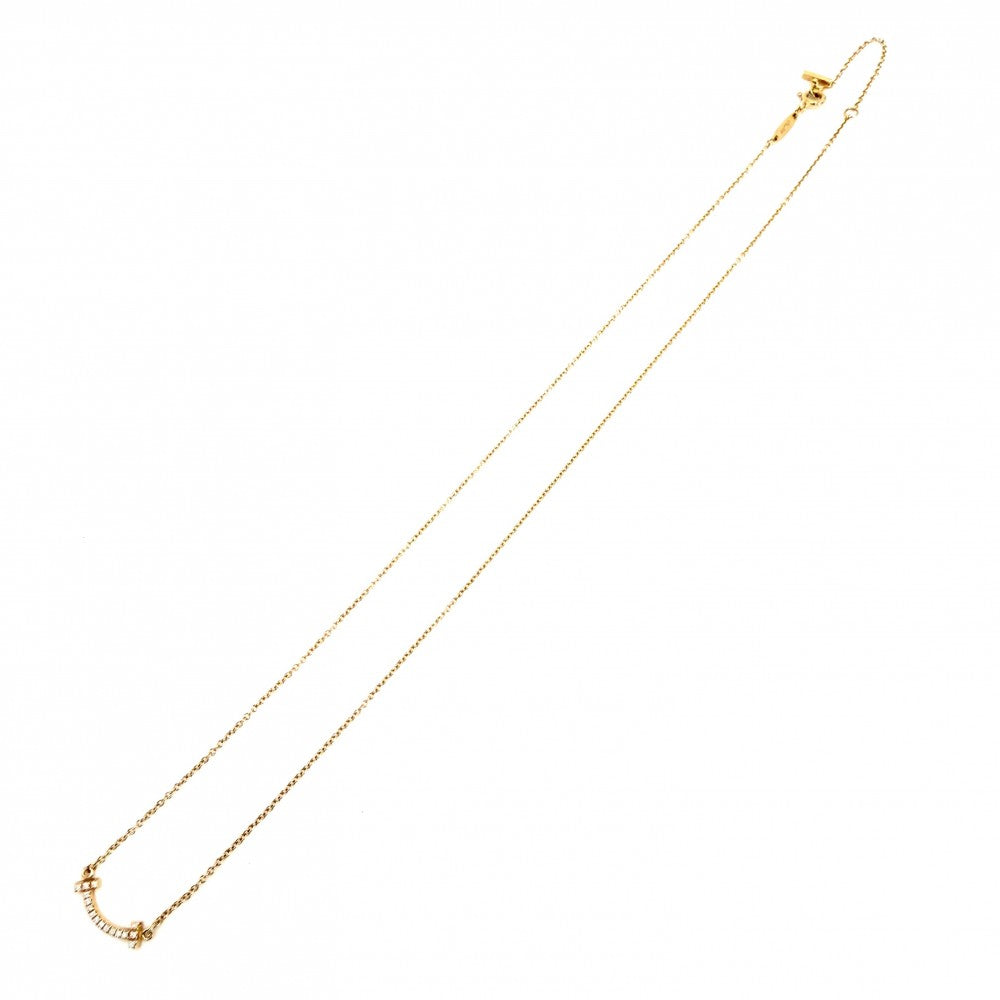 TIFFANY&Co. ティファニー ネックレス Tスマイル ミニペンダント ジュエリー 18金PG Au750 アクセサリー K18ピンクゴールド ダイヤモンド レディース 約2.3g【中古品】