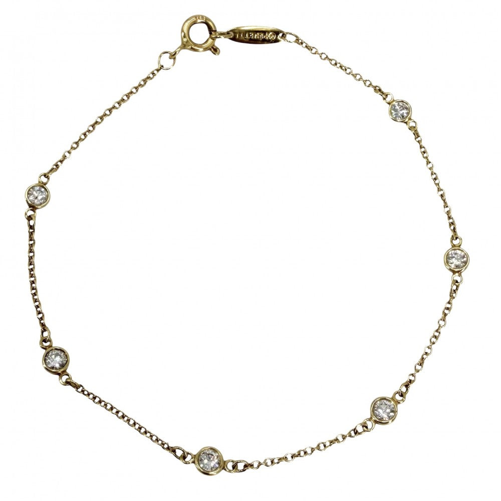 TIFFANY&Co. ティファニー ブレスレット エルサペレッティ バイザヤード アクセサリー ジュエリー 6P 18金YG Au750 K18イエローゴールド ダイヤモンド レディース 約1.4g【中古品】