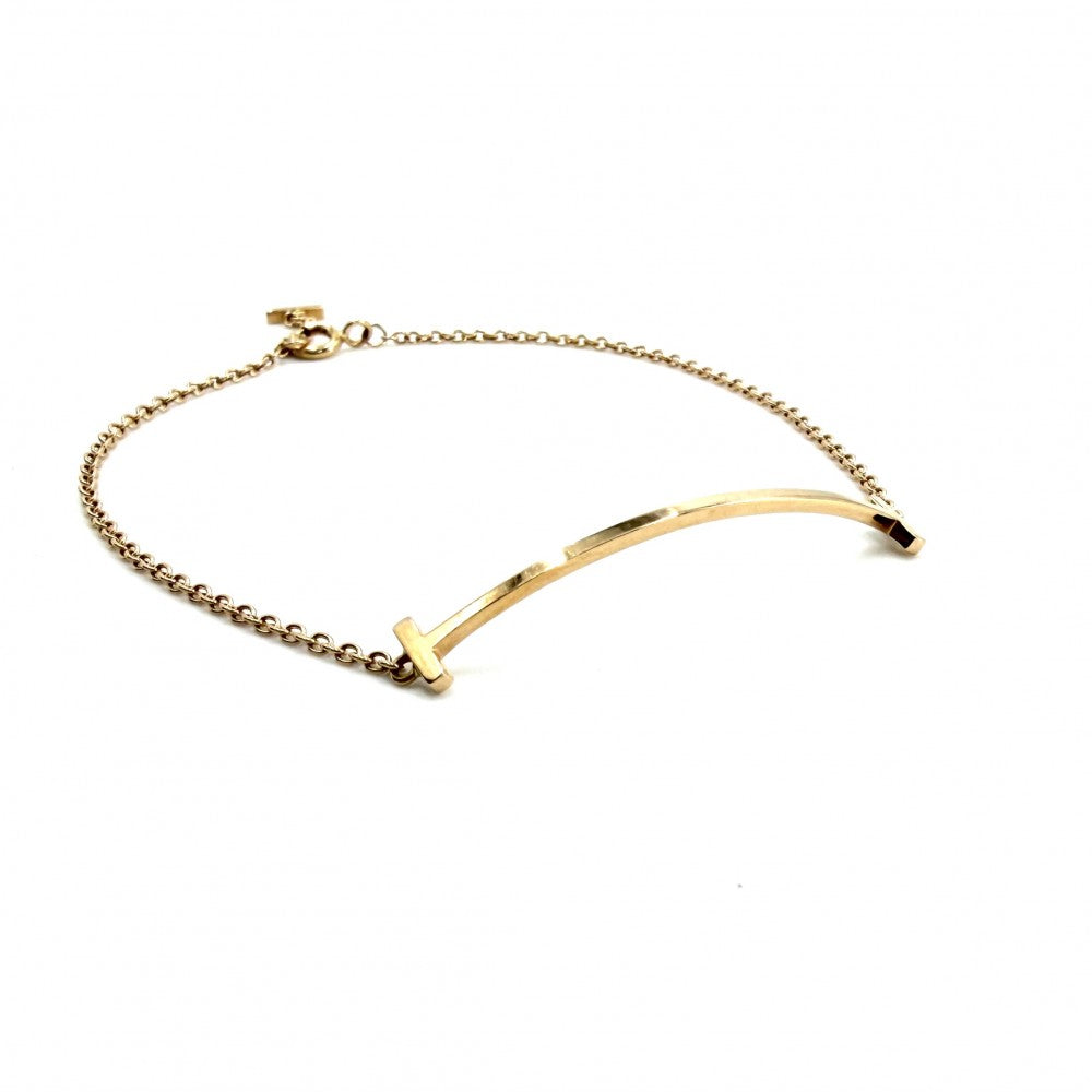 TIFFANY&Co. ティファニー ブレスレット Tスマイル アクセサリー ジュエリー Au750 18金PG K18ピンクゴールド レディース 約2.6g【中古品】