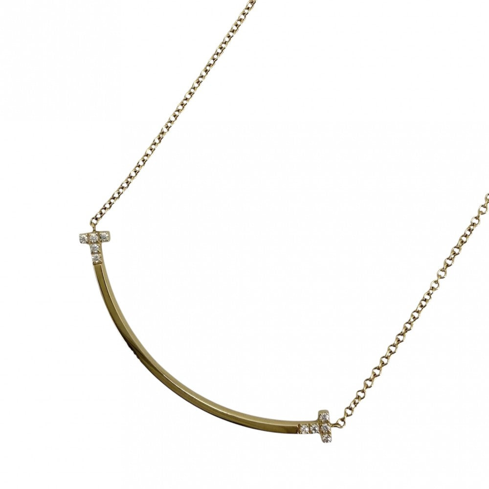 TIFFANY&Co. ティファニー ネックレス Tスマイル スモール アクセサリー 18金YG Au750 K18イエローゴールド ダイヤモンド レディース 約2.7g【中古品】