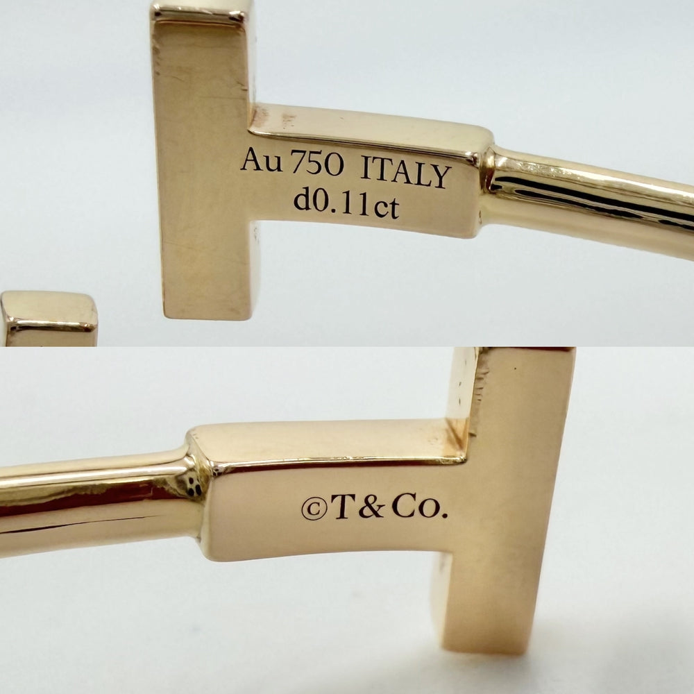 TIFFANY&Co. ティファニー バングル ティファニーT ワイヤーブレスレット アクセサリー ジュエリー Au750 18金PG K18ピンクゴールド ダイヤモンド レディース 約7.6g【中古品】