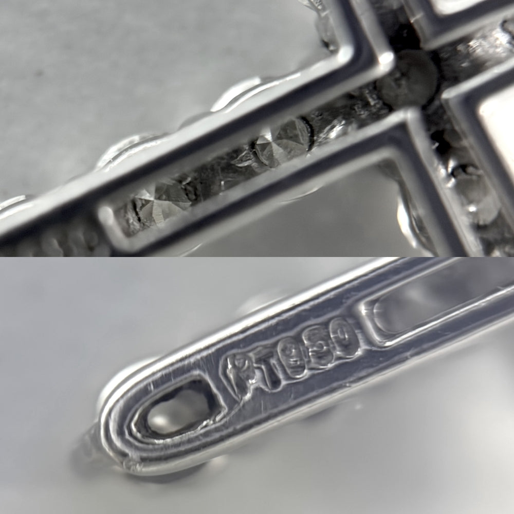 TIFFANY&Co. ティファニー ネックレス クロスペンダント スモール アクセサリー ジュエリー Pt950プラチナ ダイヤモンド レディース 約4.2g【中古品】