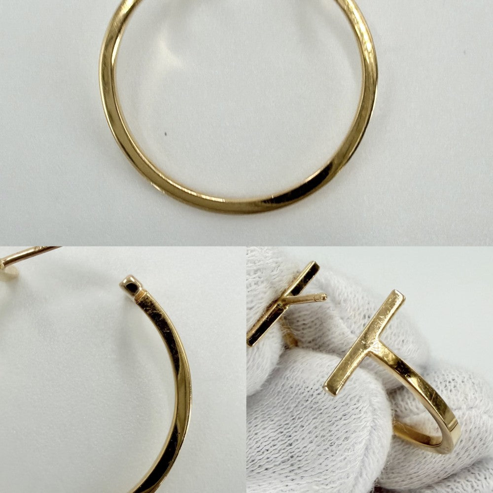 TIFFANY&Co. ティファニー ピアス ティファニーT ワイヤー フープ ピアス ミディアム アクセサリー ジュエリー 18金YG Au750 K18イエローゴールド 60011241 レディース 約4.7g【中古品】