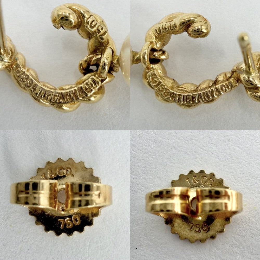TIFFANY&Co. ティファニー ピアス ツイスト ジュエリー アクセサリー 18金YG Au750 K18イエローゴールド パール レディース 約5.9g【中古品】