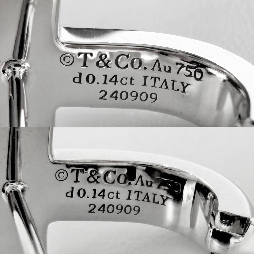 TIFFANY&Co. ティファニー ピアス ティファニーT Tワン ハーフ パヴェ ダイヤモンド ハギー ピアス アクセサリー ジュエリー 18金WG Au750 K18ホワイトゴールド ダイヤモンド合計 0.28ct 73586135 レディース 約7.8g【中古品】