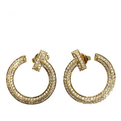 TIFFANY&Co. ティファニー ピアス オープンフープ Tワン アクセサリー ジュエリー 18金YG Au750 K18イエローゴールド ダイヤモンド計0.48ct レディース 約8.2g【中古品】