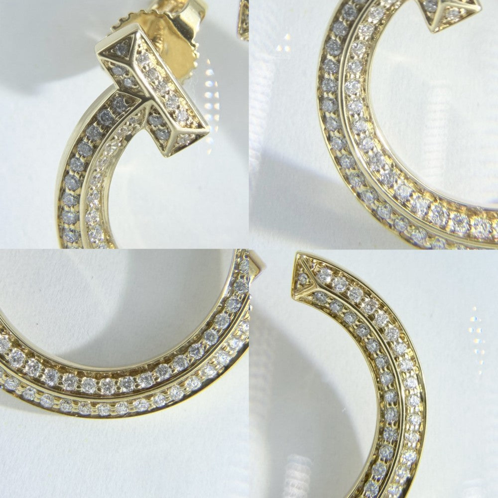 TIFFANY&Co. ティファニー ピアス オープンフープ Tワン アクセサリー ジュエリー 18金YG Au750 K18イエローゴールド ダイヤモンド計0.48ct レディース 約8.2g【中古品】