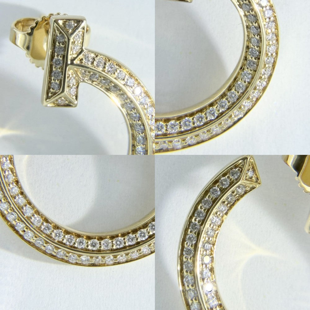 TIFFANY&Co. ティファニー ピアス オープンフープ Tワン アクセサリー ジュエリー 18金YG Au750 K18イエローゴールド ダイヤモンド計0.48ct レディース 約8.2g【中古品】
