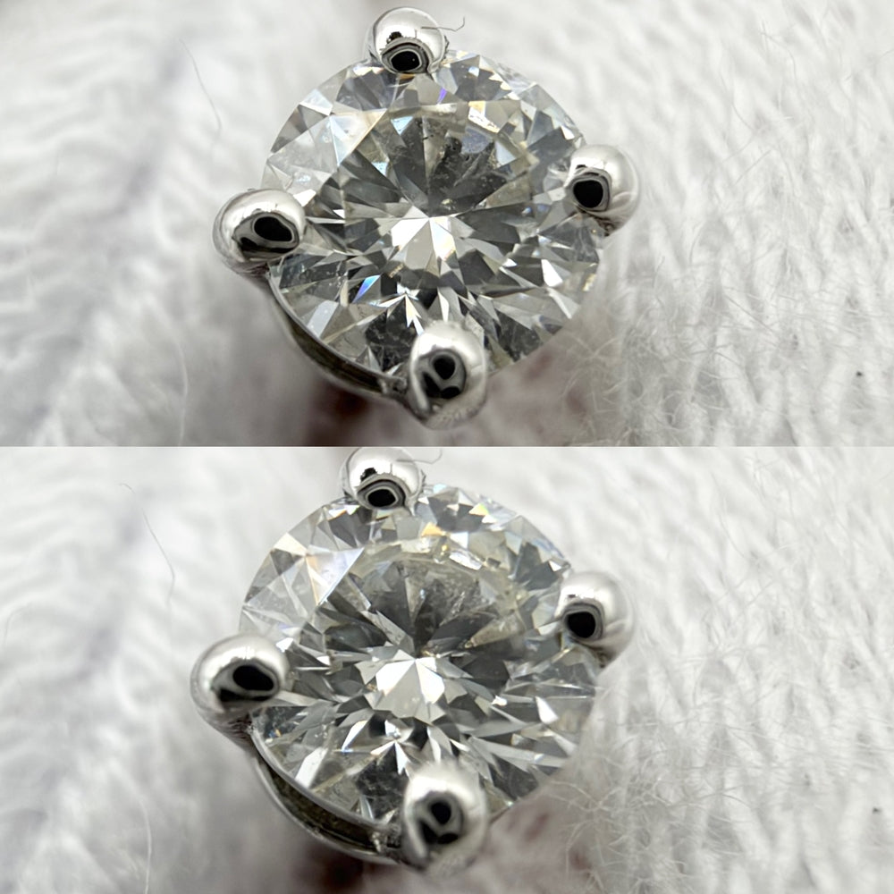 TIFFANY&Co. ティファニー ピアス ソリティア ジュエリー アクセサリー Pt950プラチナ ダイヤモンド シルバー レディース 約1.5g【中古品】