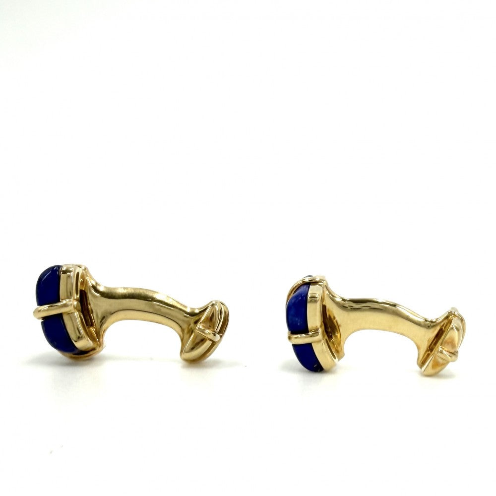 TIFFANY&Co. ティファニー カフス ファッションアイテム ジュエリー アクセサリー ヴィンテージ 18金YG Au750 K18イエローゴールド ラピスラズリ ブルー 青 メンズ 約16.1g【中古品】