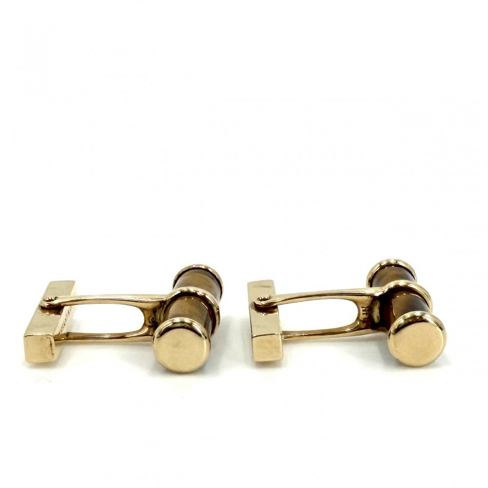 TIFFANY&Co. ティファニー カフス アクセサリー ジュエリー ヴィンテージ 14金YG Au750 K14イエローゴールド タイガーアイ ブラウン 茶 ゴールド メンズ 約10.9g【中古品】