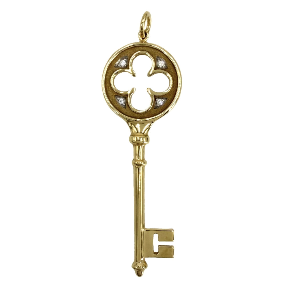 TIFFANY&Co. ティファニー ペンダントトップ クローバーキーチャーム 鍵 ジュエリー アクセサリー 18金YG 18金 K18イエローゴールド ダイヤモンド レディース 約7.4g【中古品】