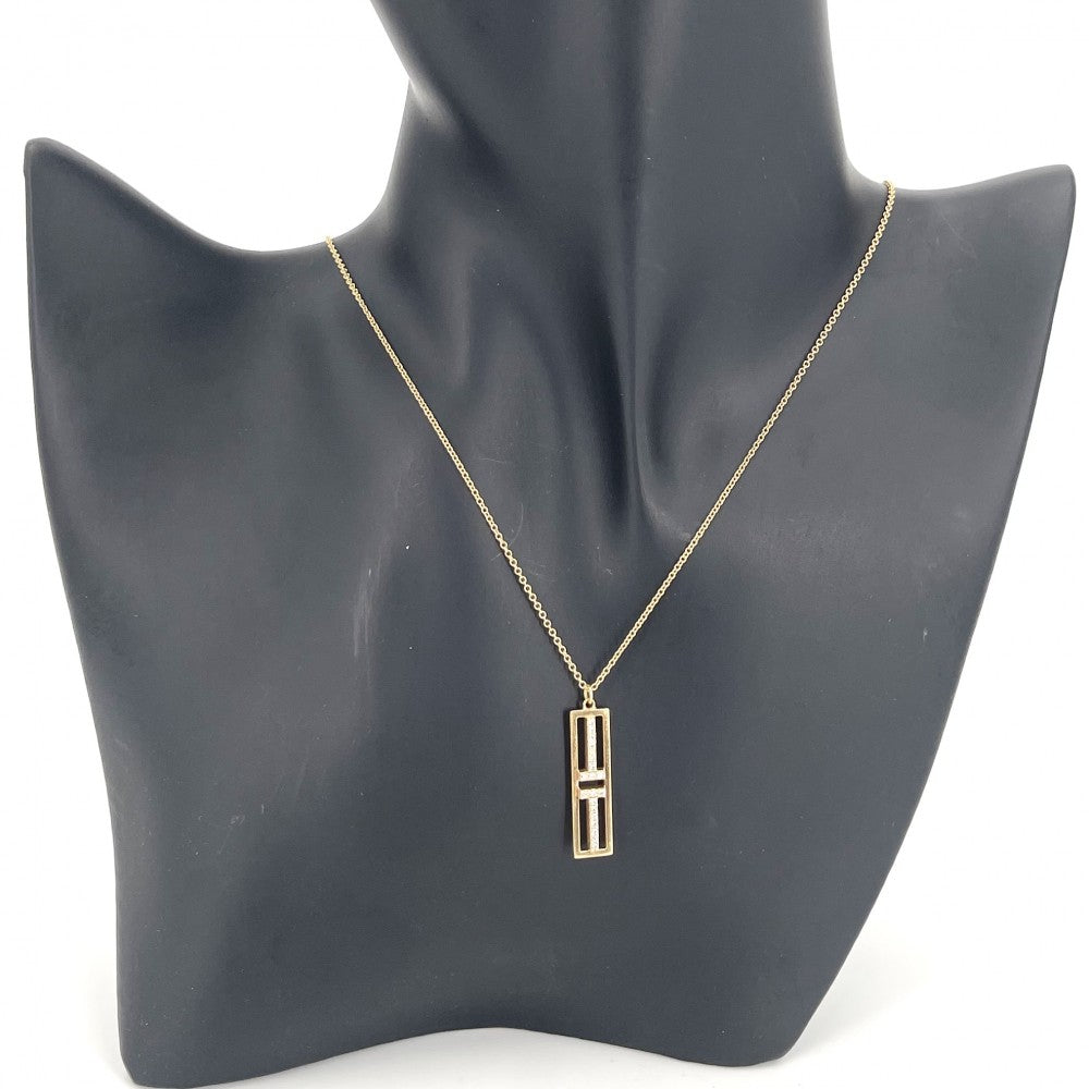 TIFFANY&Co. ティファニー ネックレス T トゥー オープン バーティカル バー ペンダント ジュエリー アクセサリー 18金YG Au750 K18イエローゴールド ダイヤモンド レディース 約4.2g【中古品】