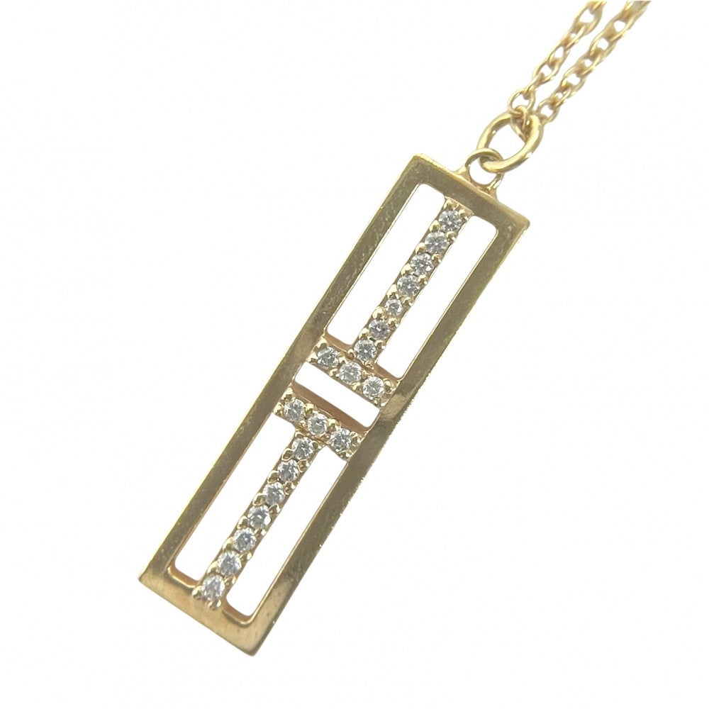 TIFFANY&Co. ティファニー ネックレス T トゥー オープン バーティカル バー ペンダント ジュエリー アクセサリー 18金YG Au750 K18イエローゴールド ダイヤモンド レディース 約4.2g【中古品】