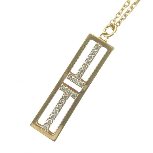 【開店SALE】 TIFFANY&Co. ティファニー ネックレス T トゥー オープン バーティカル バー ペンダント ジュエリー アクセサリー 18金YG Au750 K18イエローゴールド ダイヤモンド レディース 約4.2g【中古品】