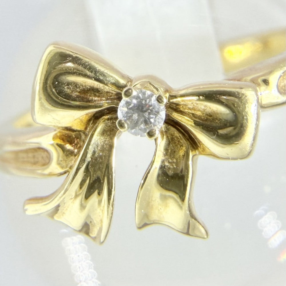 TIFFANY&Co. ティファニー 指輪 ブルーボックスボウ リボン アクセサリー リング ジュエリー Au750 18金YG K18イエローゴールド ダイヤモンド 約13号 レディース 約4.1g【中古品】