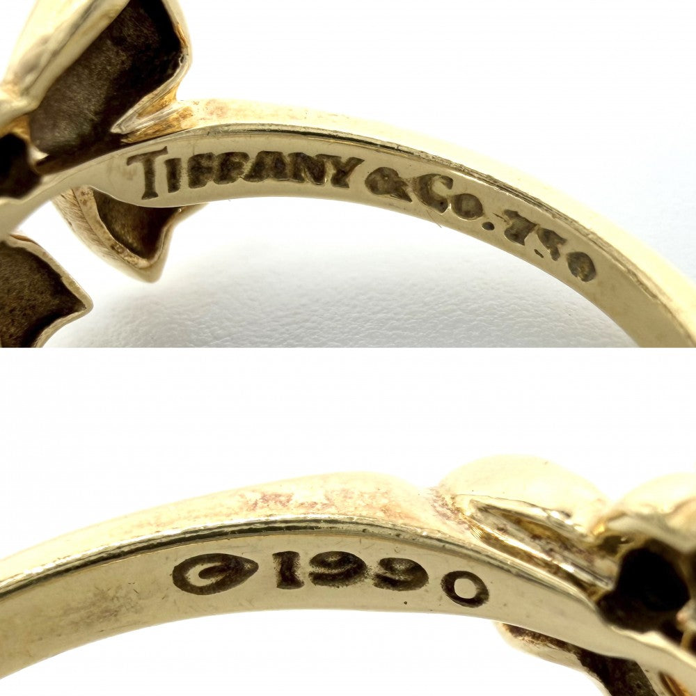 TIFFANY&Co. ティファニー 指輪 ブルーボックスボウ リボン アクセサリー リング ジュエリー Au750 18金YG K18イエローゴールド ダイヤモンド 約13号 レディース 約4.1g【中古品】