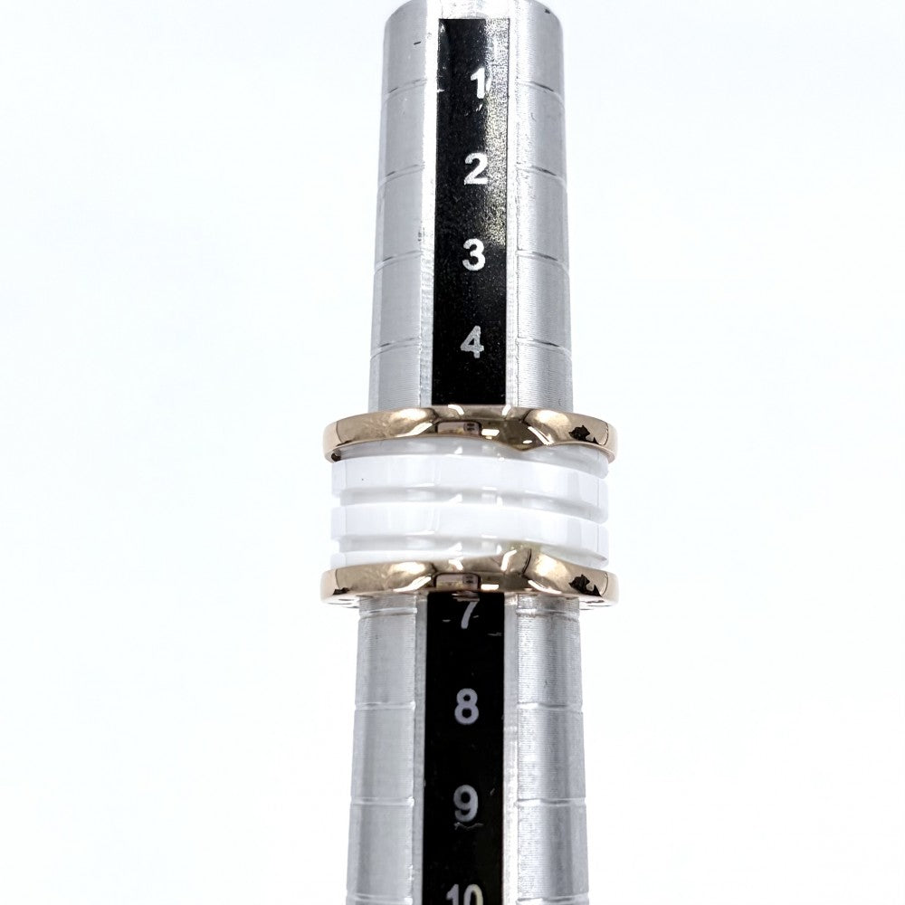 BVLGARI ブルガリ 指輪 ビーゼロワンリング B-ZERO1 18金PG 4バンド 47サイズ ジュエリー アクセサリー K18ピンクゴールド セラミック 約6号 ホワイト 白 ゴールド ユニセックス 約9.4g【中古品】