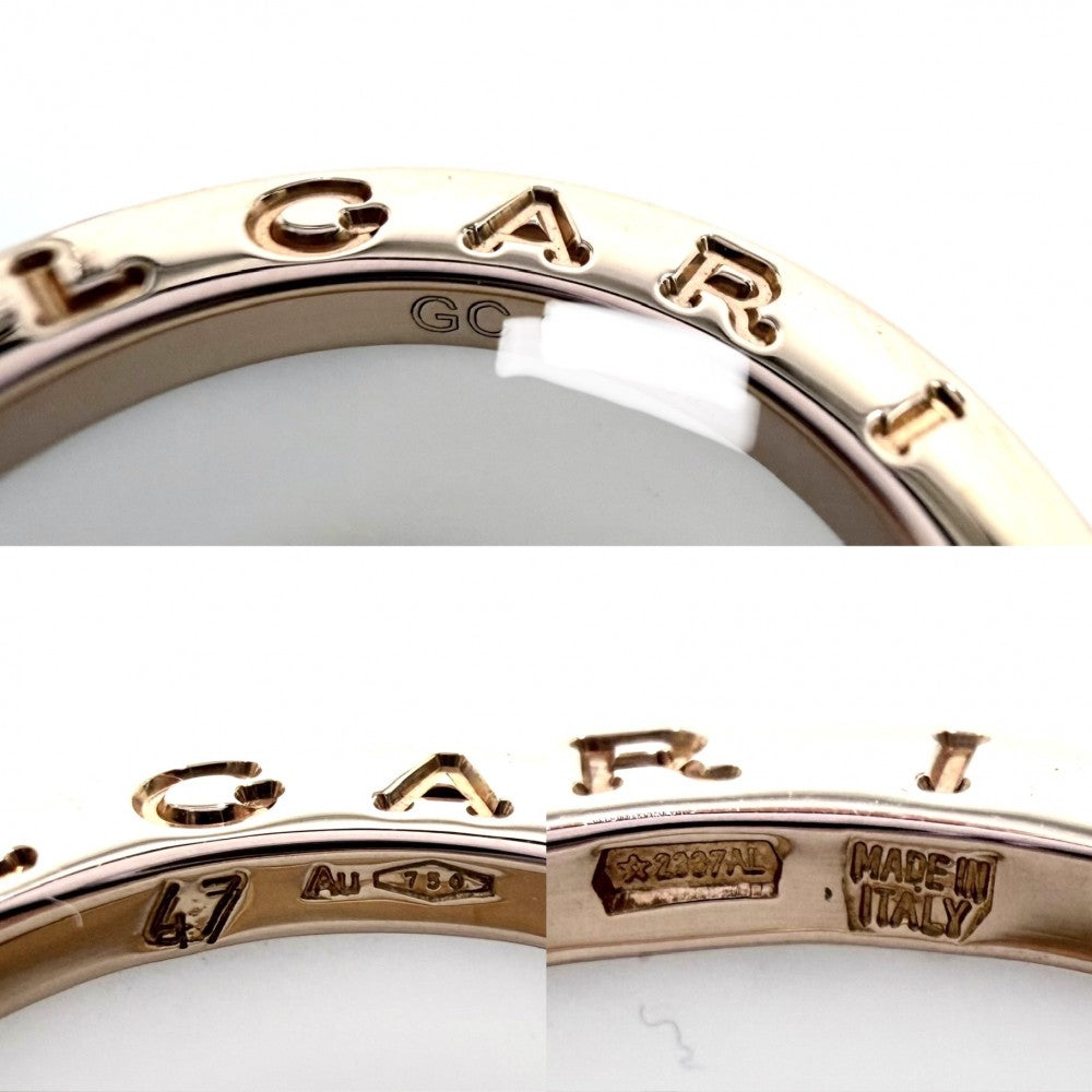 BVLGARI ブルガリ 指輪 ビーゼロワンリング B-ZERO1 18金PG 4バンド 47サイズ ジュエリー アクセサリー K18ピンクゴールド セラミック 約6号 ホワイト 白 ゴールド ユニセックス 約9.4g【中古品】