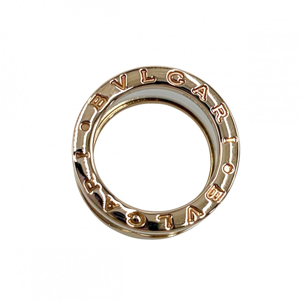 BVLGARI ブルガリ 指輪 ビーゼロワンリング B-ZERO1 18金PG 4バンド 47サイズ ジュエリー アクセサリー K18ピンクゴールド セラミック 約6号 ホワイト 白 ゴールド ユニセックス 約9.4g【中古品】