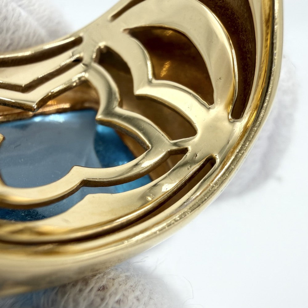 BVLGARI ブルガリ 指輪 ピラミデ ジュエリー アクセサリー リング Au750 18金YG K18イエローゴールド ブルートパーズ 約14号 ライトブルー レディース 約16.3g【中古品】