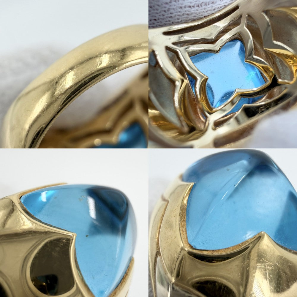 BVLGARI ブルガリ 指輪 ピラミデ ジュエリー アクセサリー リング Au750 18金YG K18イエローゴールド ブルートパーズ 約14号 ライトブルー レディース 約16.3g【中古品】