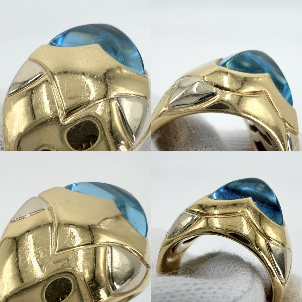BVLGARI ブルガリ 指輪 ピラミデ ジュエリー アクセサリー リング Au750 18金YG K18イエローゴールド ブルートパーズ 約14号 ライトブルー レディース 約16.3g【中古品】