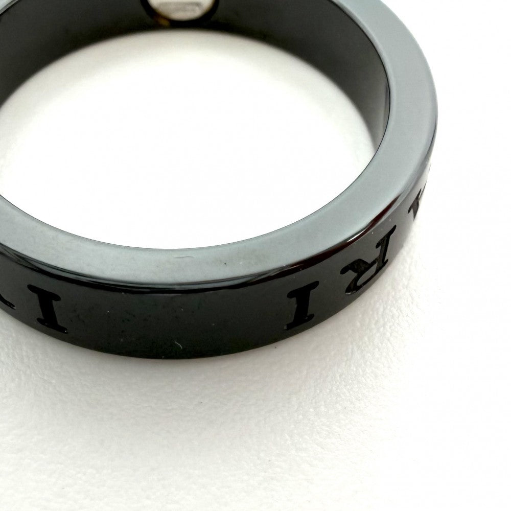 BVLGARI ブルガリ 指輪 リング ブルガリブルガリ ジュエリー アクセサリー Au750 18金WG 54サイズ セラミック K18ホワイトゴールド ダイヤモンド 約13号 ブラック 黒 レディース 約3.2g【中古品】