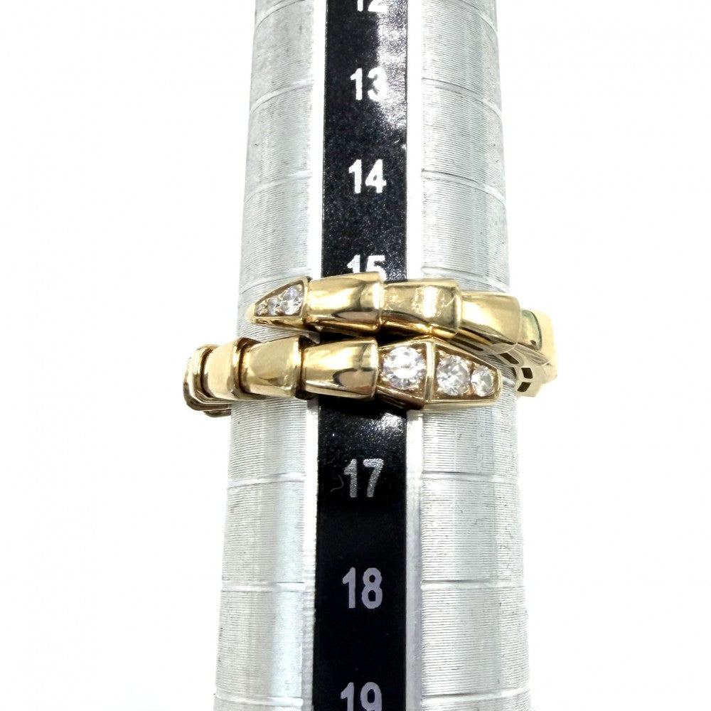 BVLGARI ブルガリ 指輪 セルペンティ ヴァイパー ジュエリー アクセサリー リング Au750 18金YG K18イエローゴールド ダイヤモンド0.14ct 約17号 レディース 約7.5g【中古品】